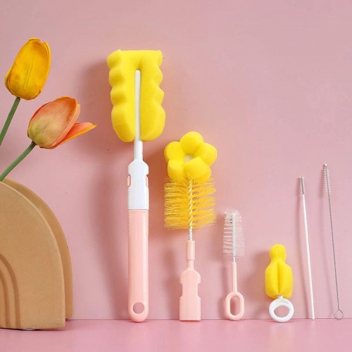 Baby Bottle and Nipple Cleaning Brush (6PCS) Pink