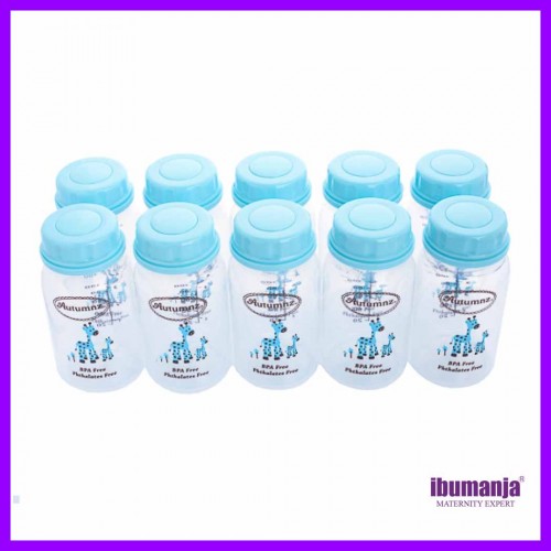Autumnz Breastmilk Storage - 10 Bottles (Giraffe *Baby Blue*)