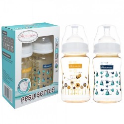 Autumnz - PPSU Wide Neck Feeding Bottle 8oz/240ml (Twin Pack) RANDOM