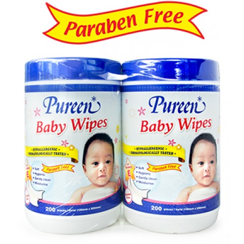 Pureen - Baby Wipes 2 x 200s (Jar)